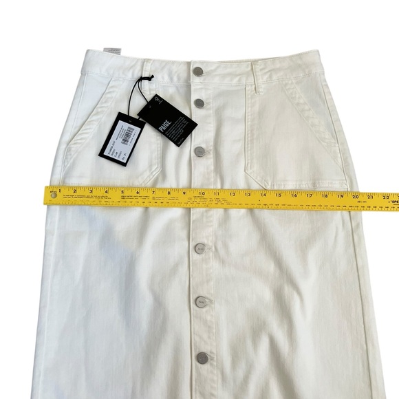 Paige Meadow Utility Patch Pockets Midi Denim Skirt In White NWT Size 31 - Picture 10 of 11